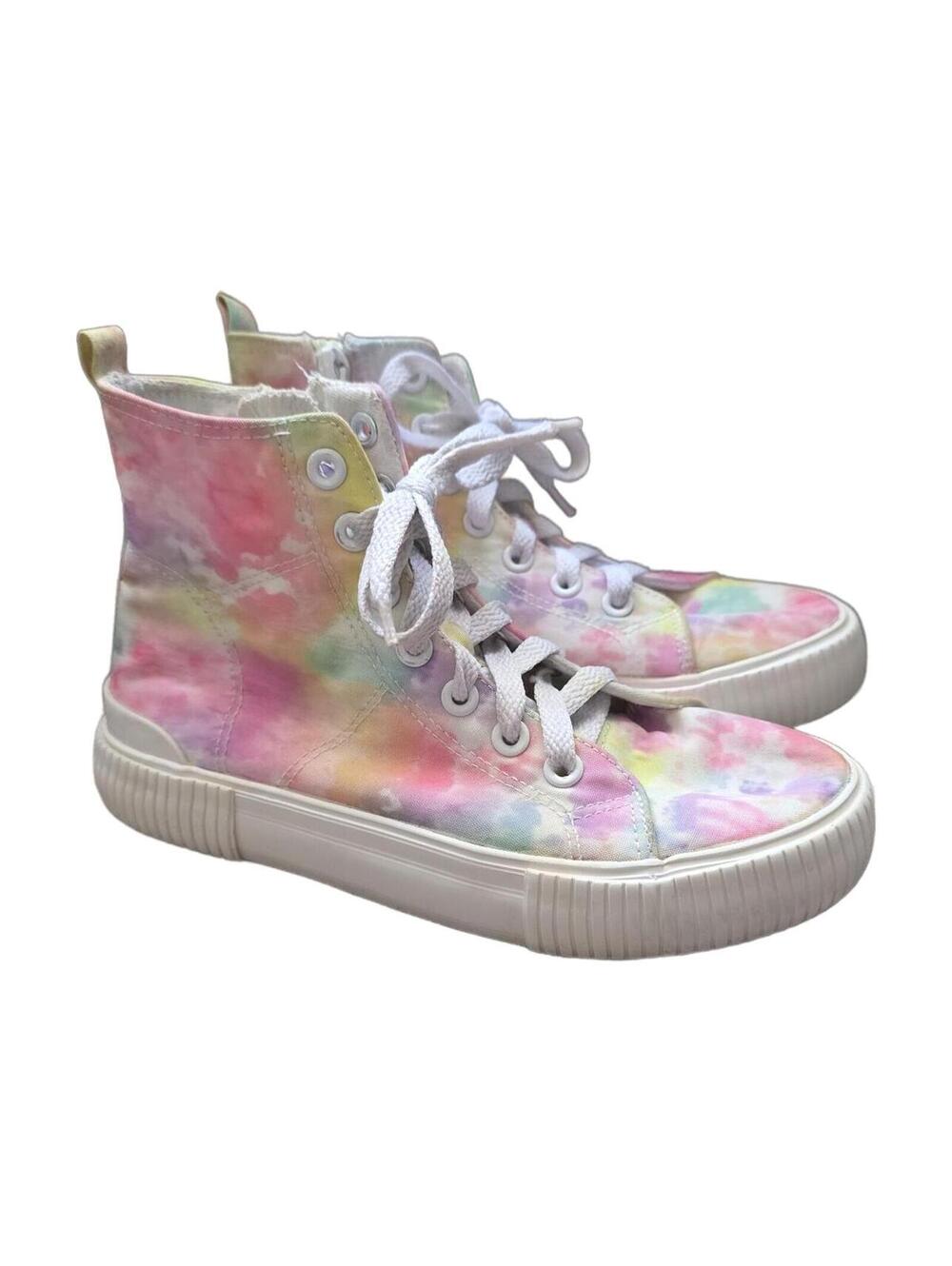 Cat & Jack Neon Tie-Dye High Top Canvas Sneakers Girls Sz 1